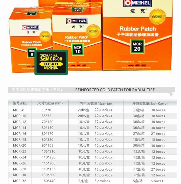 Michel 50×70mm wzmocniona gumowa łatka na zimno ISO9001 3