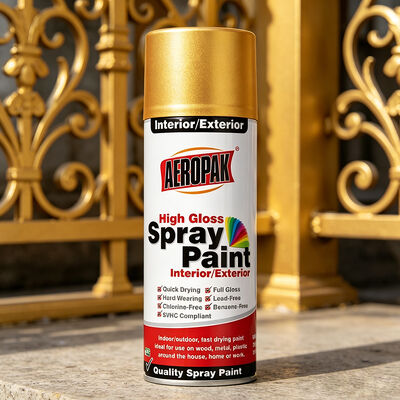 Aeropak 400ml Akrylowy Wysokiego Połysku Metaliczny do hurtowego Kolor Custom OEM Złota Farba Spray Liquid Coating Automotive Home